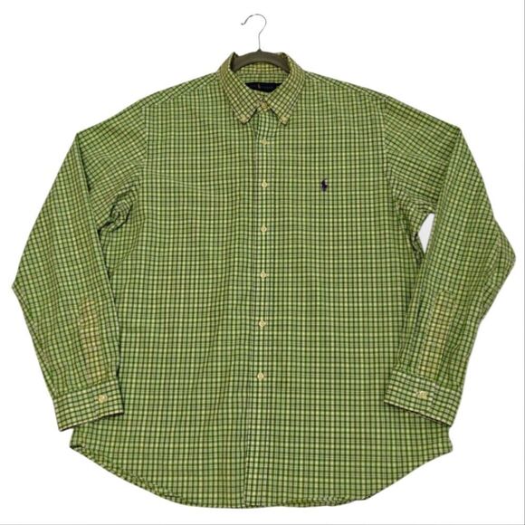 Ralph Lauren Green Check Casual Button Down Shirt Sz XL - Picture 1 of 6